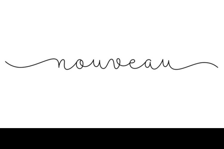 The French word "nouveau" in cursive script.